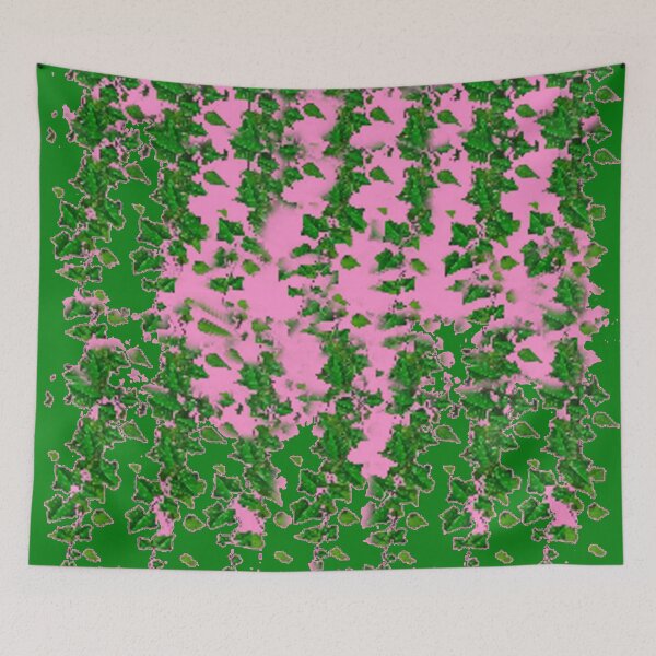 Item preview, ABSTRACT GREEN HANGING VINE IVY PLANTS GREEN-PINK ART designed and sold by sharlesart.