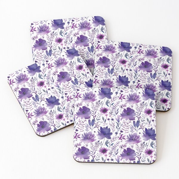 Item preview, Purple watercolour floral pattern  designed and sold by florallover444.
