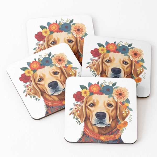 Item preview, Golden Retriever Kahlo Art designed and sold by Nowshin Tasnim.