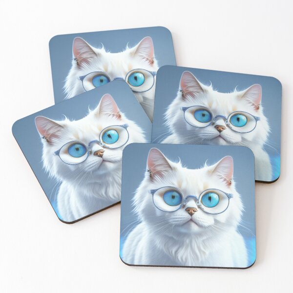 Item preview, Feline fashion: Meet the white cat that sets trends with its cool glasses! designed and sold by IvyHonorio8.