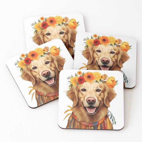 Item preview, Golden Retriever Kahlo Art designed and sold by Nowshin Tasnim.