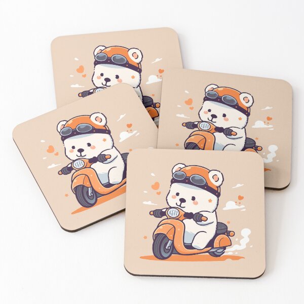 Item preview, Cute white bear on motorcycle designed and sold by Sofroshop.