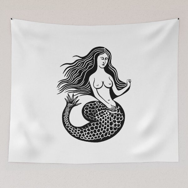 Item preview, Woodcut Mermaid  designed and sold by Texterns.