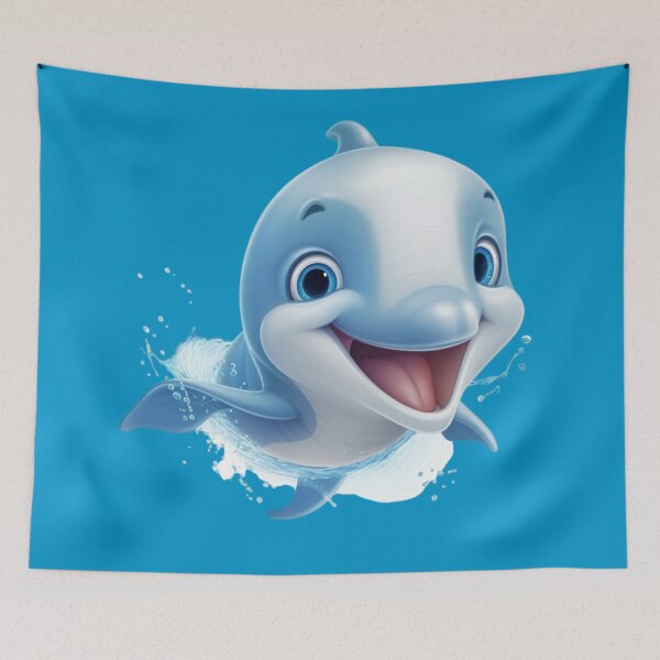 Item preview,  adorable animated dolphin digital art designed and sold by DigitalPixelize.