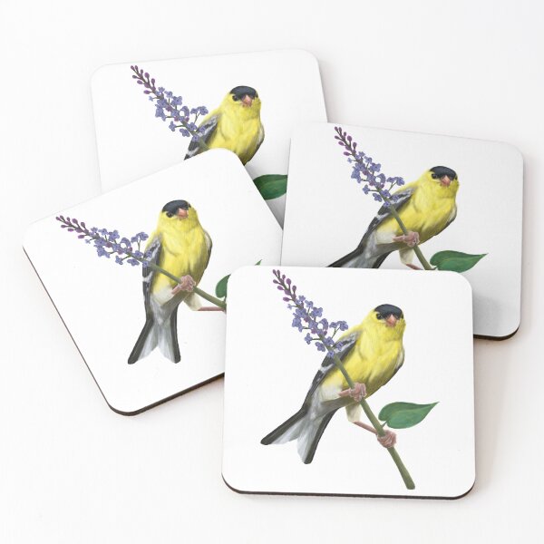 Item preview, American Goldfinch Perched on Flowers designed and sold by CreationsByBear.