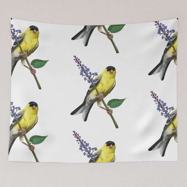 Item preview, American Goldfinch Perched on Flowers designed and sold by CreationsByBear.
