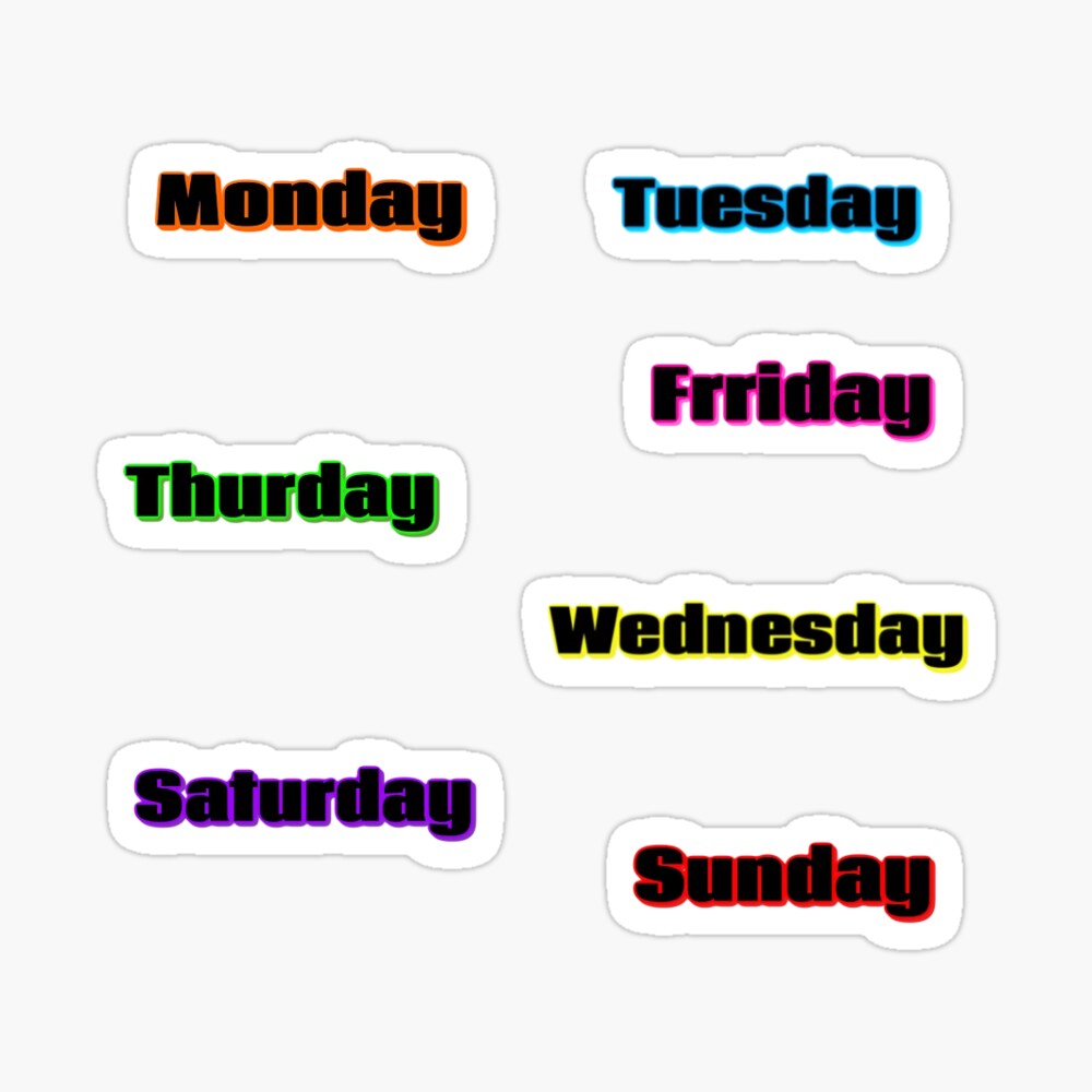 Weekday Stickers pack,Themed Weekday Stickers,Inspiring Stickers Sticker  for Sale by CirJan