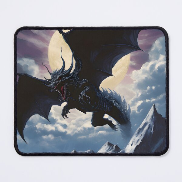 Item preview, Fierce black dragon in flight designed and sold by ArtfulVixen.