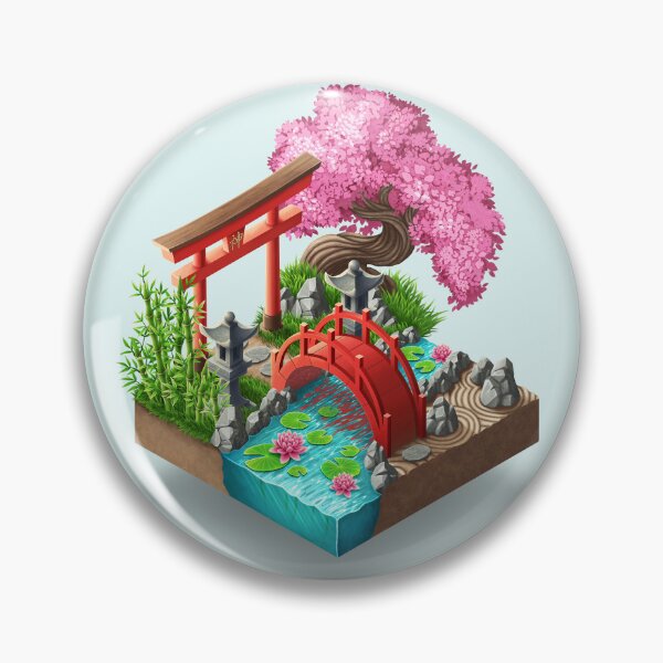 Item preview, Isometric Japanese zen garden designed and sold by TeaToucan.
