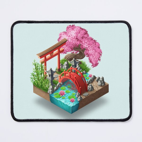 Item preview, Isometric Japanese zen garden designed and sold by TeaToucan.