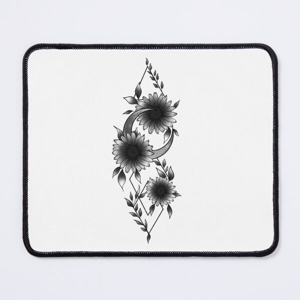 Item preview, Black and white sunflower and moon geometric sticker designed and sold by SarasStuff94.