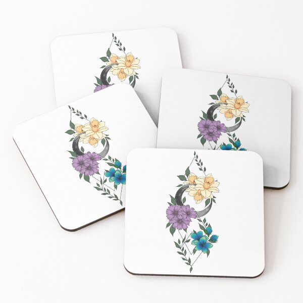 Item preview, Colorful floral and moon geometric sticker designed and sold by SarasStuff94.