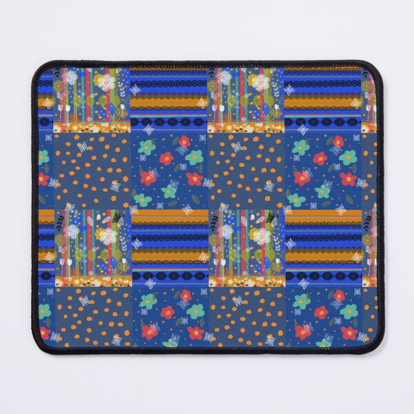 Item preview, Butterflies, Flowers, Dots, Lace Stripes on Blue Denim designed and sold by Karina Kamenetzky.