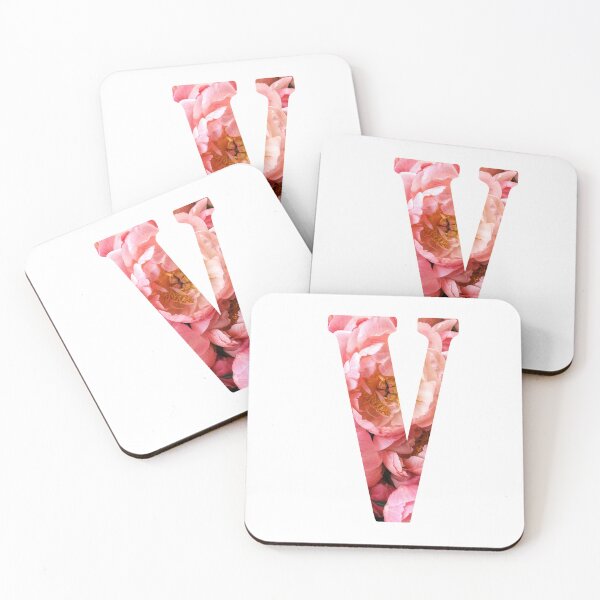Aperçu de l'œuvre Monogramme V Botanique. Dessin de fleurs détaillé PEONY CORAL CHARM Sticker créée et vendue par Cici-Chan.