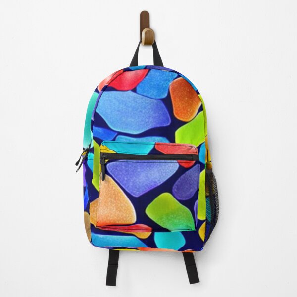 Item preview, Abstract Colorful Sea Glass Pattern on Black designed and sold by calibrit.
