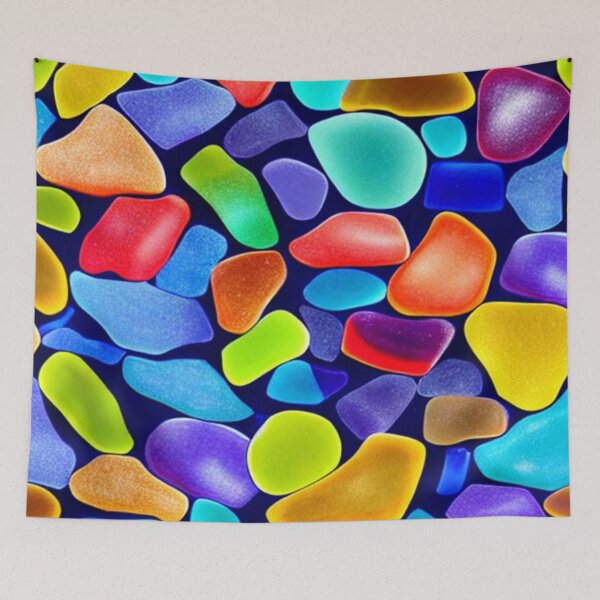 Item preview, Abstract Colorful Sea Glass Pattern on Black designed and sold by calibrit.