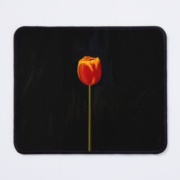 Item preview, Red Orange Tulip Solo On Black Background designed and sold by monkeypawprints.