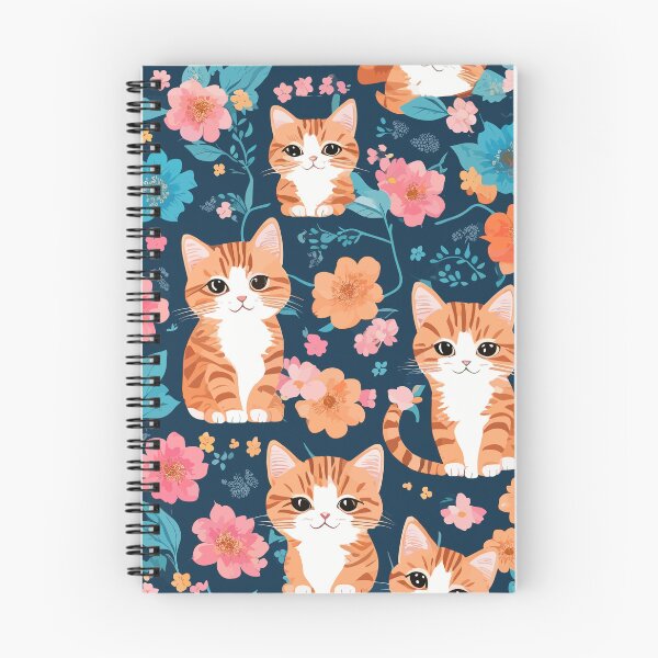 Item preview, Orange Tabby Cat Kitten Floral Pattern designed and sold by chirpy bird.