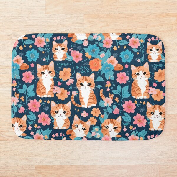 Artikelvorschau, Orange getigertes Katzen-Kätzchen-Blumenmuster entworfen und verkauft von chirpy bird.