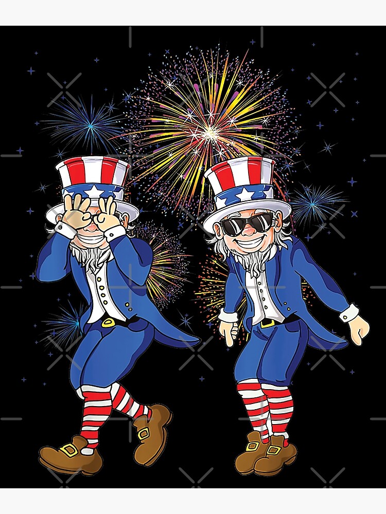 Uncle Sam Griddy Dance 4th Of July USA Fireworks Greeting Card by fezztee
