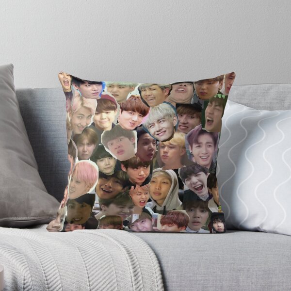 BTS - MEME FACE COLLAGE Throw Pillow