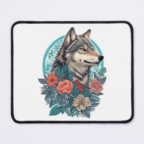 Item preview, Wolf with flowers girls, Wolf Lovers, Wolf Portrait, Girls designed and sold by Porcupine Tees ⭐⭐⭐⭐⭐.