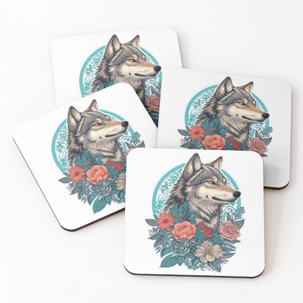 Item preview, Wolf with flowers girls, Wolf Lovers, Wolf Portrait, Girls designed and sold by Porcupine Tees ⭐⭐⭐⭐⭐.