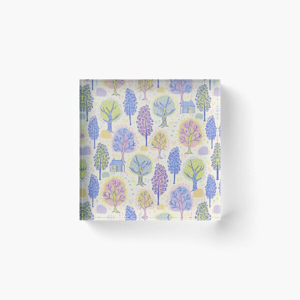 Cottage in the Woods in Spring Acrylic Block