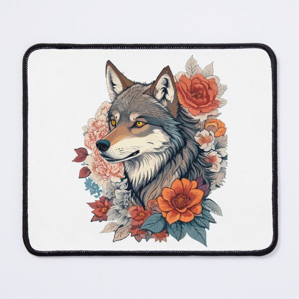 Item preview, Wolf with flowers girls, Wolf Lovers, Wolf Portrait, Aesthetic, Girls designed and sold by Porcupine Tees ⭐⭐⭐⭐⭐.