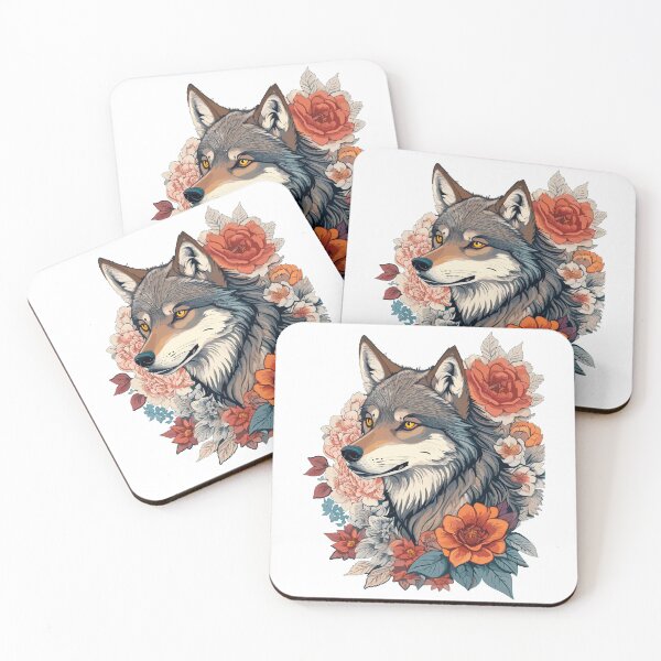 Item preview, Wolf with flowers girls, Wolf Lovers, Wolf Portrait, Aesthetic, Girls designed and sold by Porcupine Tees ⭐⭐⭐⭐⭐.