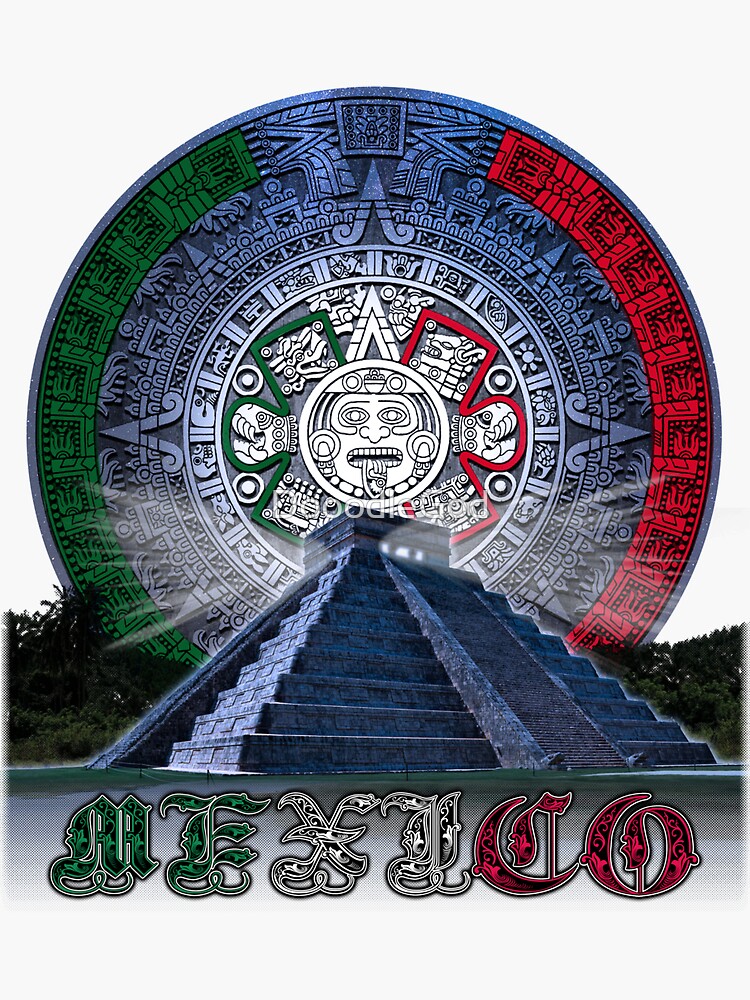 AZTEC WARRIOR AND LADY AZTEC CALENDAR SUN STONE MAYAN PYRAMID T-SHIRT SHIRT