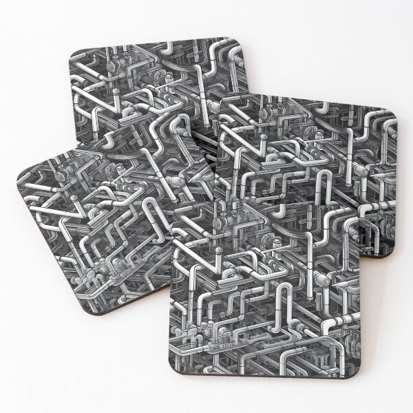 Item preview, Isometric Grayscale Pipe Network -  Seamless designed and sold by GalacticLabs.