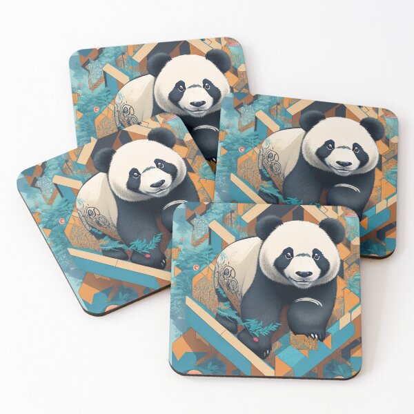 Item preview, Panda bear graffiti illustration flowers cute charming orange blue colours designed and sold by Meena-tta.