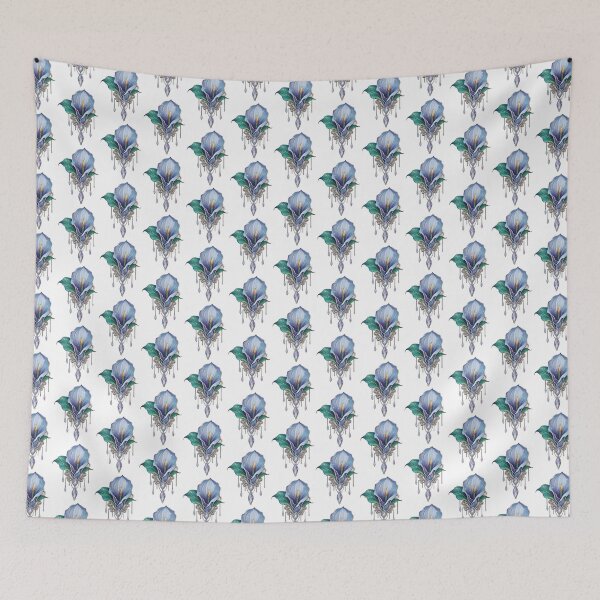 Item preview, Decoration with blue flowers and crystals designed and sold by kosmicwoman.