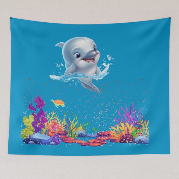 Item preview, Dolphin swimmer baby animated naughty adorable digital art designed and sold by DigitalPixelize.