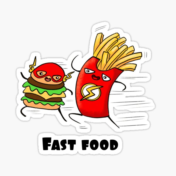 Fast Food Superheroes- burger and fries- flash cartoon Sticker