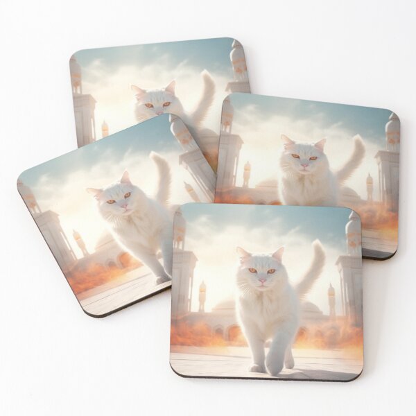Item preview, white_orange_cat_walking_pass_temple designed and sold by Kirollos9.
