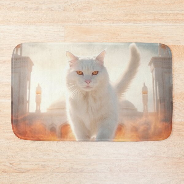 Item preview, white_orange_cat_walking_pass_temple designed and sold by Kirollos9.