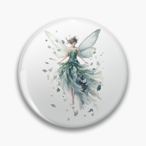 Item preview, Emerald Elegance: Watercolor Fairy in Verdant Dress designed and sold by DapperDanForge.