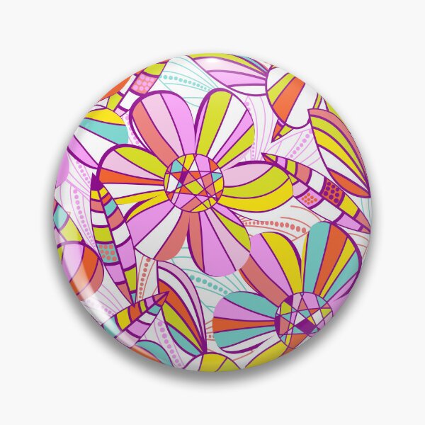 Item preview, Retro 1970s flower power in the cocktail lounge - white with jewel tone big florals designed and sold by BlackDogArtists.