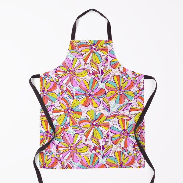 Item preview, Retro 1970s flower power in the cocktail lounge - white with jewel tone big florals designed and sold by BlackDogArtists.