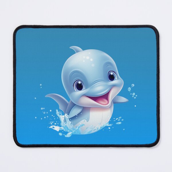 Item preview, Cute animated baby dolphin in the water designed and sold by DigitalPixelize.