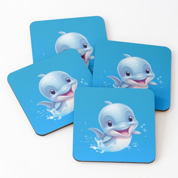 Item preview, Cute animated baby dolphin in the water designed and sold by DigitalPixelize.