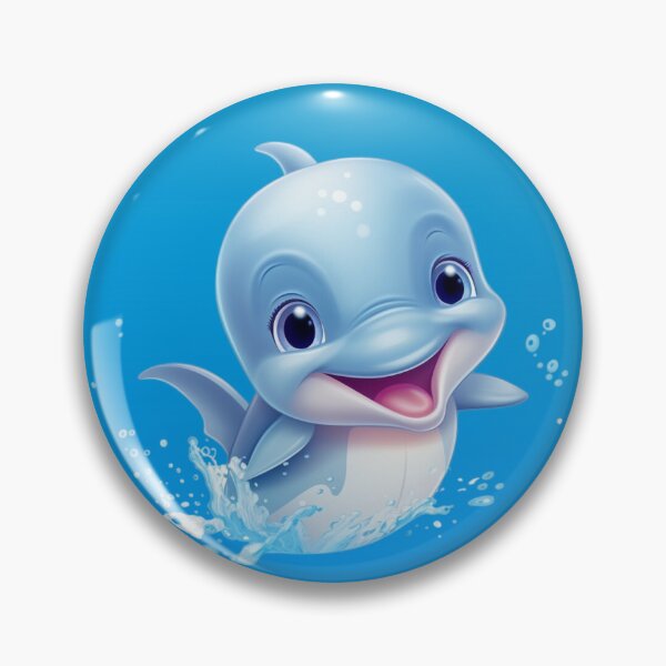 Item preview, Cute animated baby dolphin in the water designed and sold by DigitalPixelize.