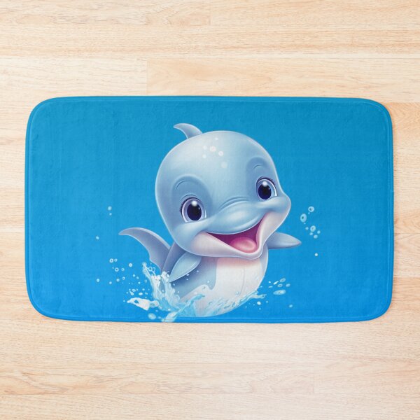 Item preview, Cute animated baby dolphin in the water designed and sold by DigitalPixelize.