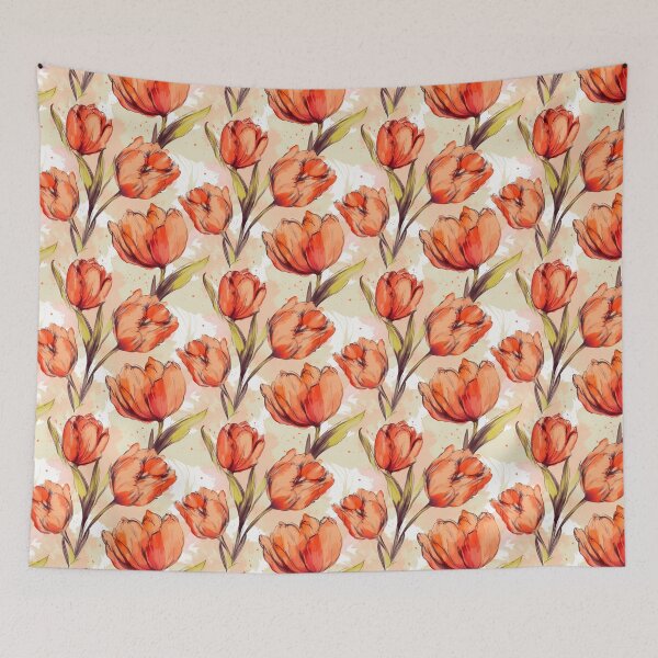 Item preview, Orange Tulips Pattern: Floral Art with Tiling Brushes designed and sold by GiveMeMood.
