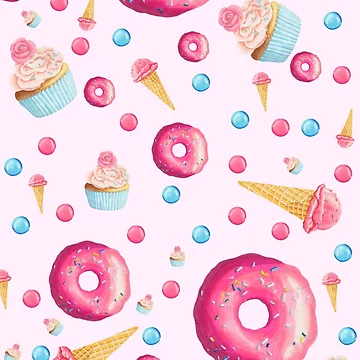 Artwork thumbnail, Pink Donuts and Sweets by MathisDesigns