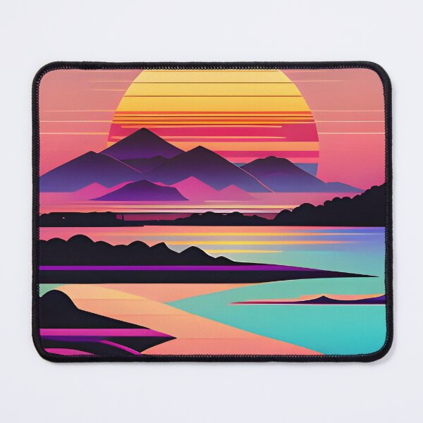 Item preview, Vaporwave Rainbow Sunset with Mountains designed and sold by IndieDivision.