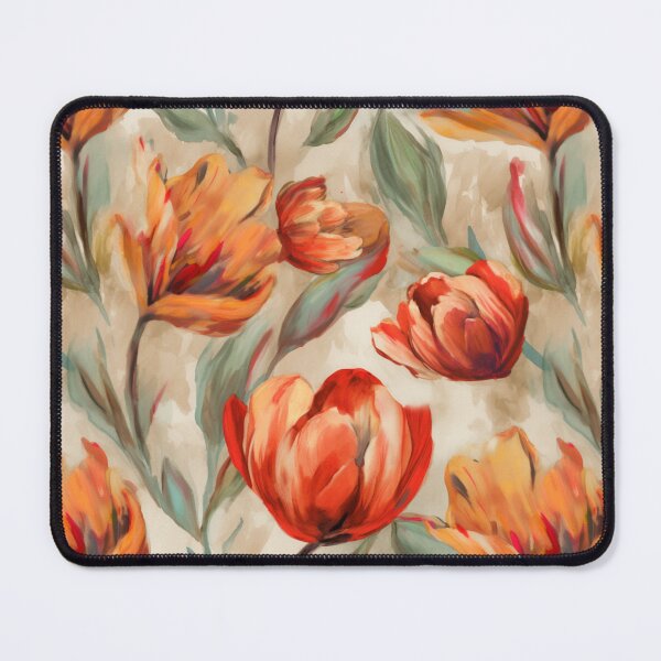 Item preview, Floral Pattern Art: Vibrant Orange Tulips on Beige Background designed and sold by GiveMeMood.