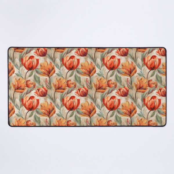 Item preview, Floral Pattern Art: Vibrant Orange Tulips on Beige Background designed and sold by GiveMeMood.
